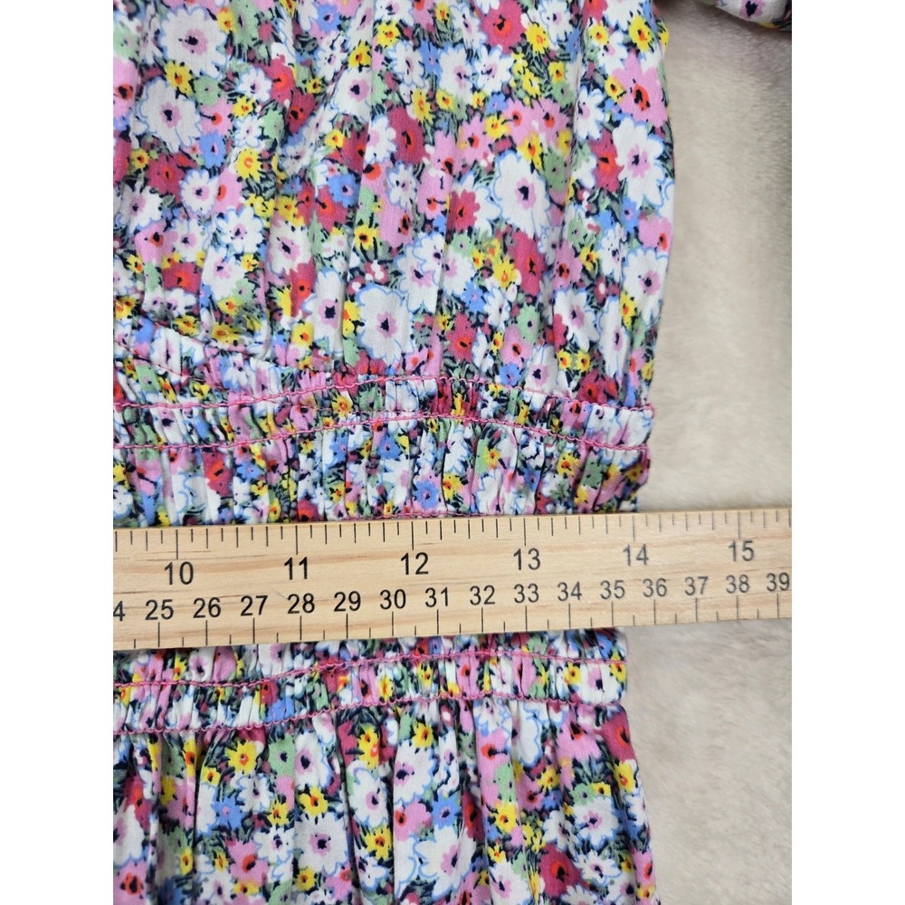 GAP Floral Puff Sleeve‎ Dress Smocked Mini Dress Medium Tall Multicolor Babydoll - Picture 6 of 9